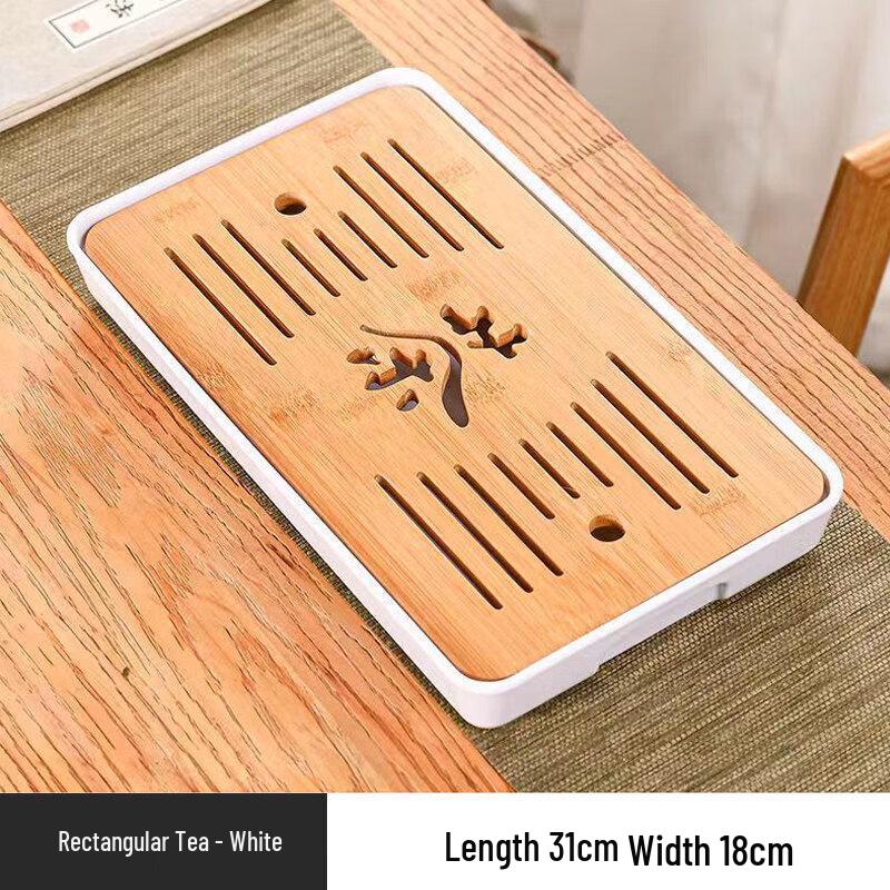 Handmade Bamboo Double-Layer Tea Tray with Drainage