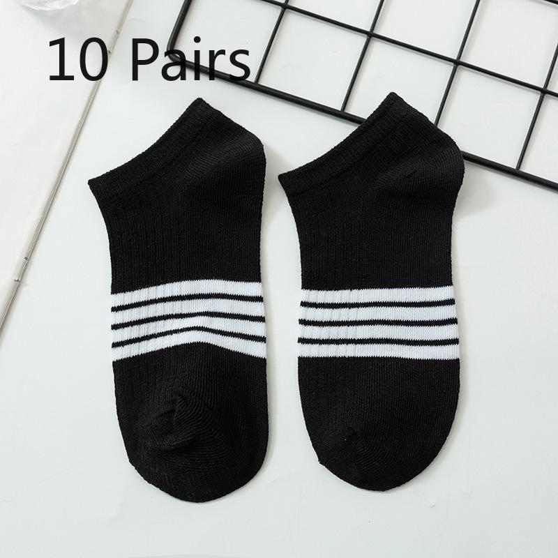 

10 пар мужских весенне-осенних повседневных дышащих носков-невидимок с четырьмя полосками 10 Pairs