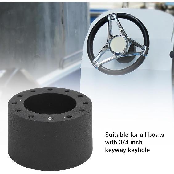 6 Hole Steering Wheel Hub Adapter 3/4 Inch Keyway Marine Boat Steering Wheel Adapter Heavy Duty Metal Design with 5mm Screw Holes for Boats Helms