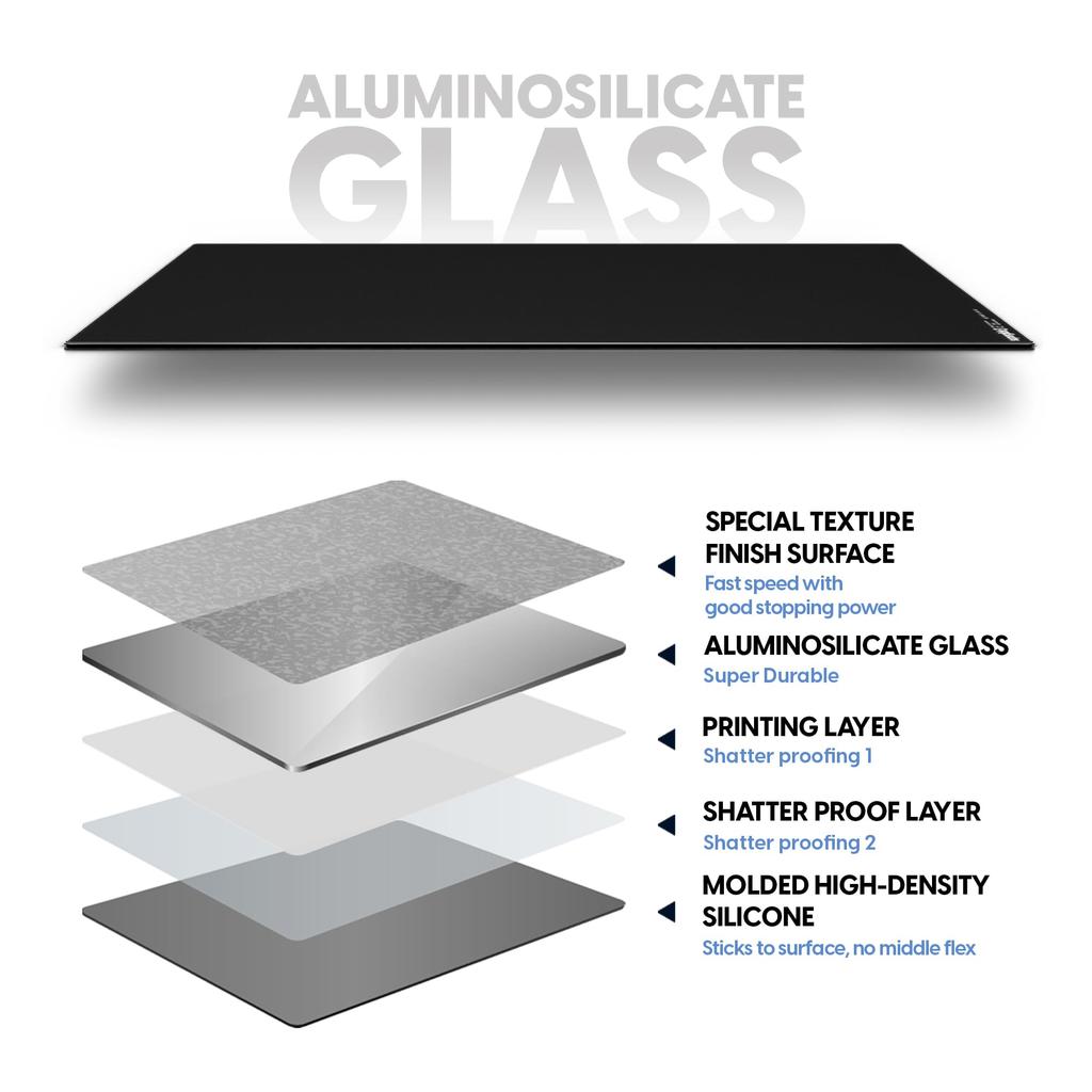 Pulsar Gaming Gears eSports Gaming Mouse Superglide3 Glass 49cm x 42cm Pad, Mousepad, Non-Slip, (XL, Black)