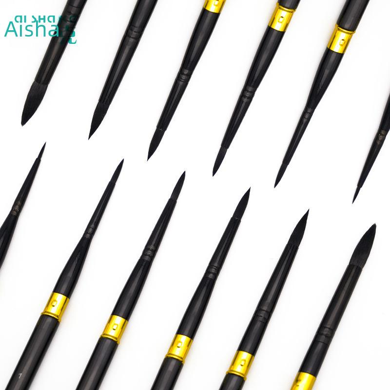 Ishak Vara Preta Desmontável Cabelo de Nylon Caneta Aquarela e Pincel para Nail Art