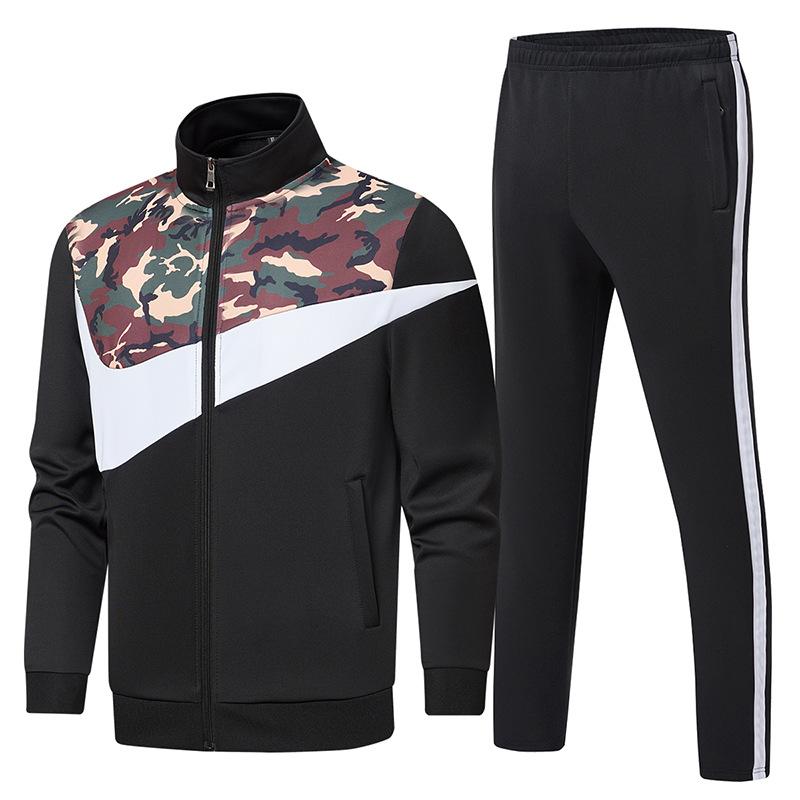 Herren Freizeit Sportanzug, Frühling und Herbst Stehkragen Hoodie, Jugendanzug, Herren Langarmanzug, Zweiteiliges Set