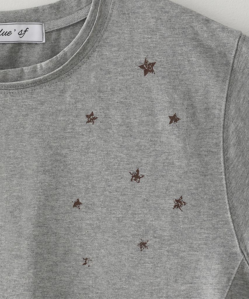 Beullusseonpeullawo Vintage 90S Star Crop Short Sleeve T-Shirt [Melange Gray]