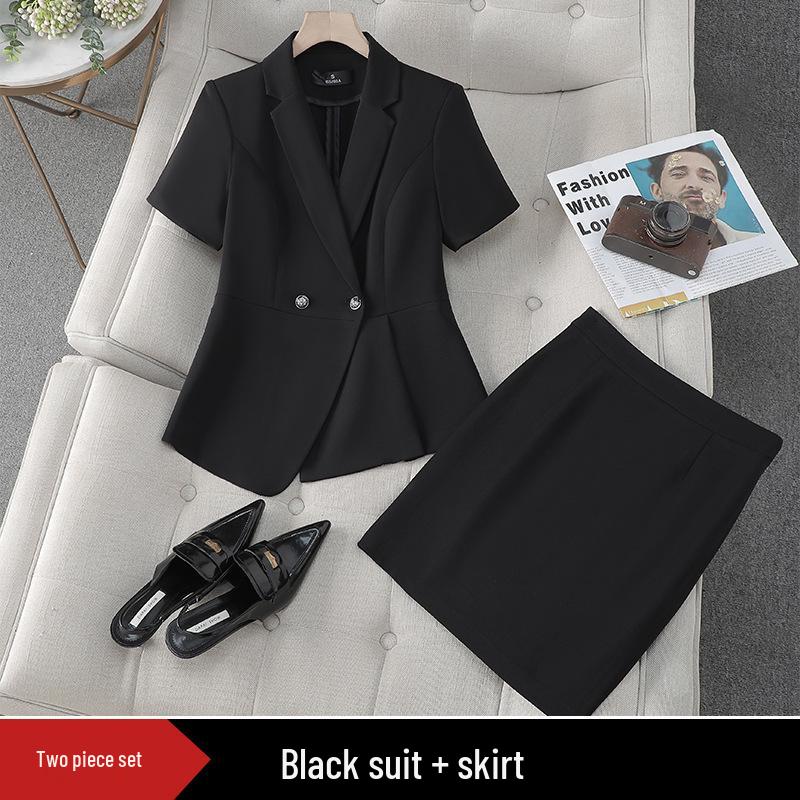 Premium Women's Formal Summer Suit Set: Beautician & Hotel Workwear Skirt