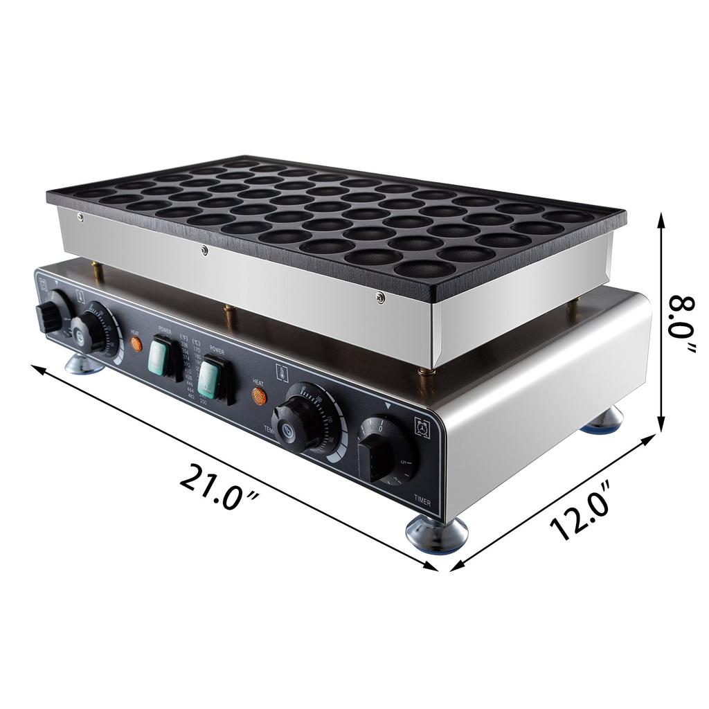 VEVOR 50PCS Mini Dutch Pancake Maker, Non-stick Stainless Steel Dorayaki Baker, 1800W Commercial Electric Poffertjes Grill Pan