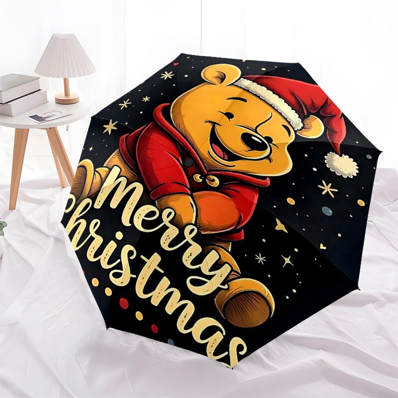 Winnie and Friends Themed Travel Umbrella-8 Ribs Automatic Opening and Closing, Portable Folding Design, Compact and Stylish Umbrella