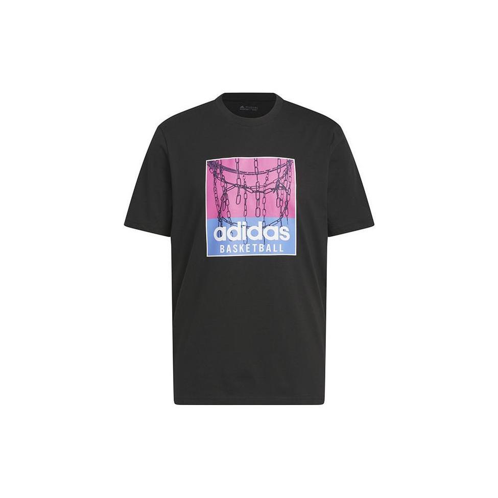 adidas Chain Net Basketball Graphic T-Shirt Asia Sizing Black Pink Blue Men s IC1862 M