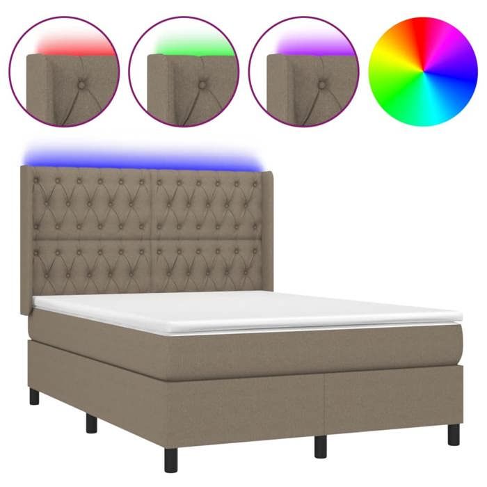 Maison Exclusive - Sommier à lattes de lit matelas et LED Taupe 140x190 cm Tissu