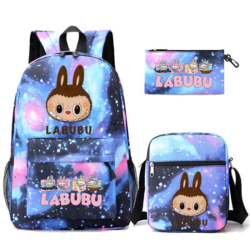 3Pcs/set Cute Printed Backpack with Shoulder Bag Pencil Case Student Girl Boy Schoolbag Large Capacity Bookbag Travel Bag