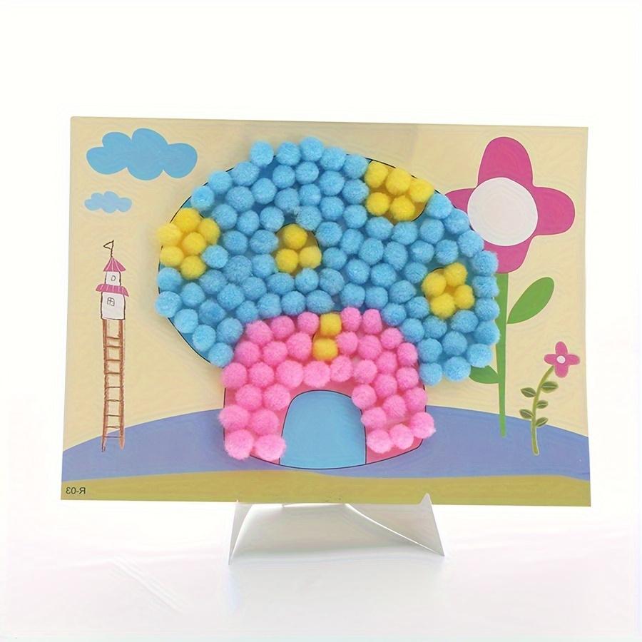 2pcs 16x21cm Colorful Pom-Pom Painting Animal Transportation DIY Art Decor Handmade Craft Painting Supplies Unique Birthday JXB