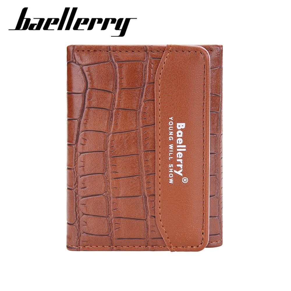 Baellerry Women's Pu Leather Short Purse Vertical Wallet Small Coin Purse Fashion Card Holder Multi-card Slot Snap Button Billfold