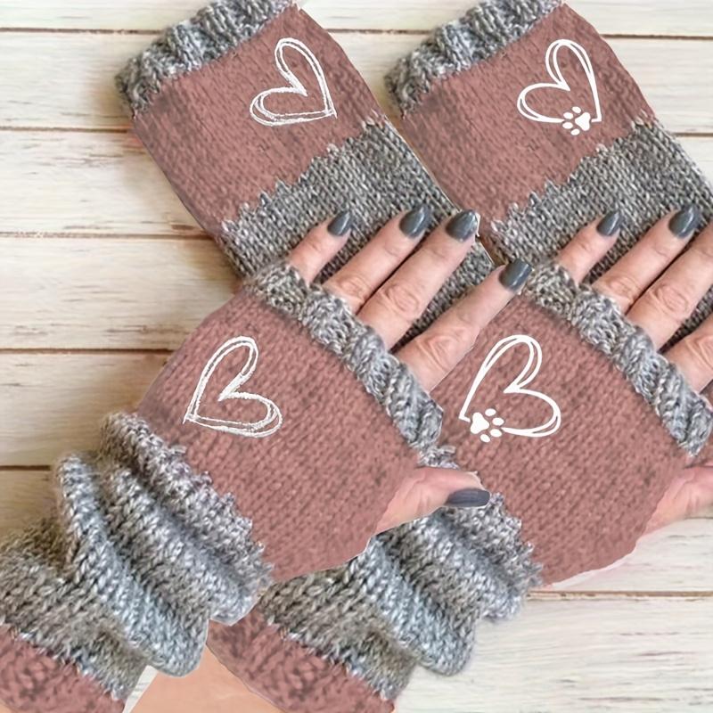 1PAIR heart-shaped claw embroidery autumn and winter warm going out mittens