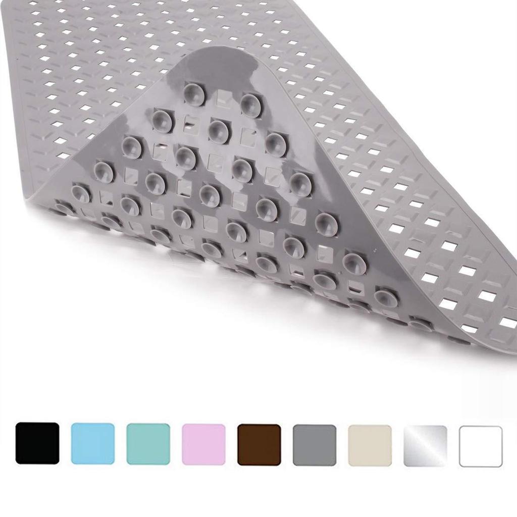 Transparent PVC Anti-slip Bathroom Mat with Suction Cups - Large Diamond Design for Fast Draining