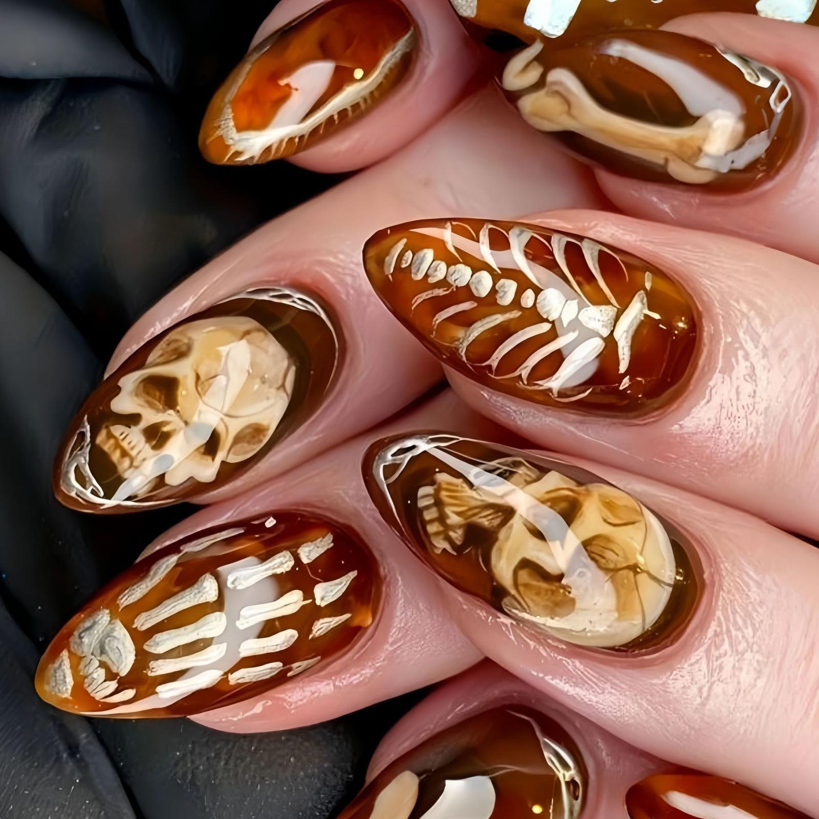 

Панк Череп Накладные Ногти Для Хэллоуина Готические Накладные Ногти Легко Наносить АБС Конструкция Искусственный Ноготь Аксессуар для Костюма 24 шт.