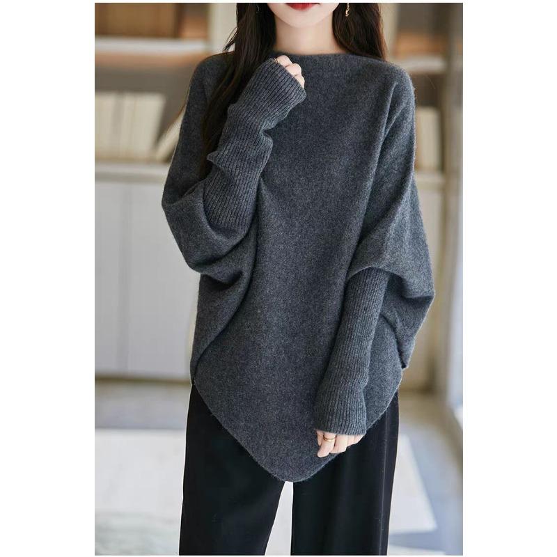 DIMANAF 2025 Autumn Winter Women Sweaters Pullover Tops Knitted Basic Tees Sweater Bat Sleeve Loose