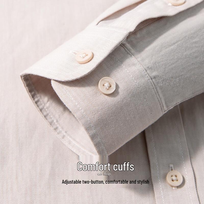 Hodo Men's Tencel Linen Blend Herringbone Long Sleeve Shirt