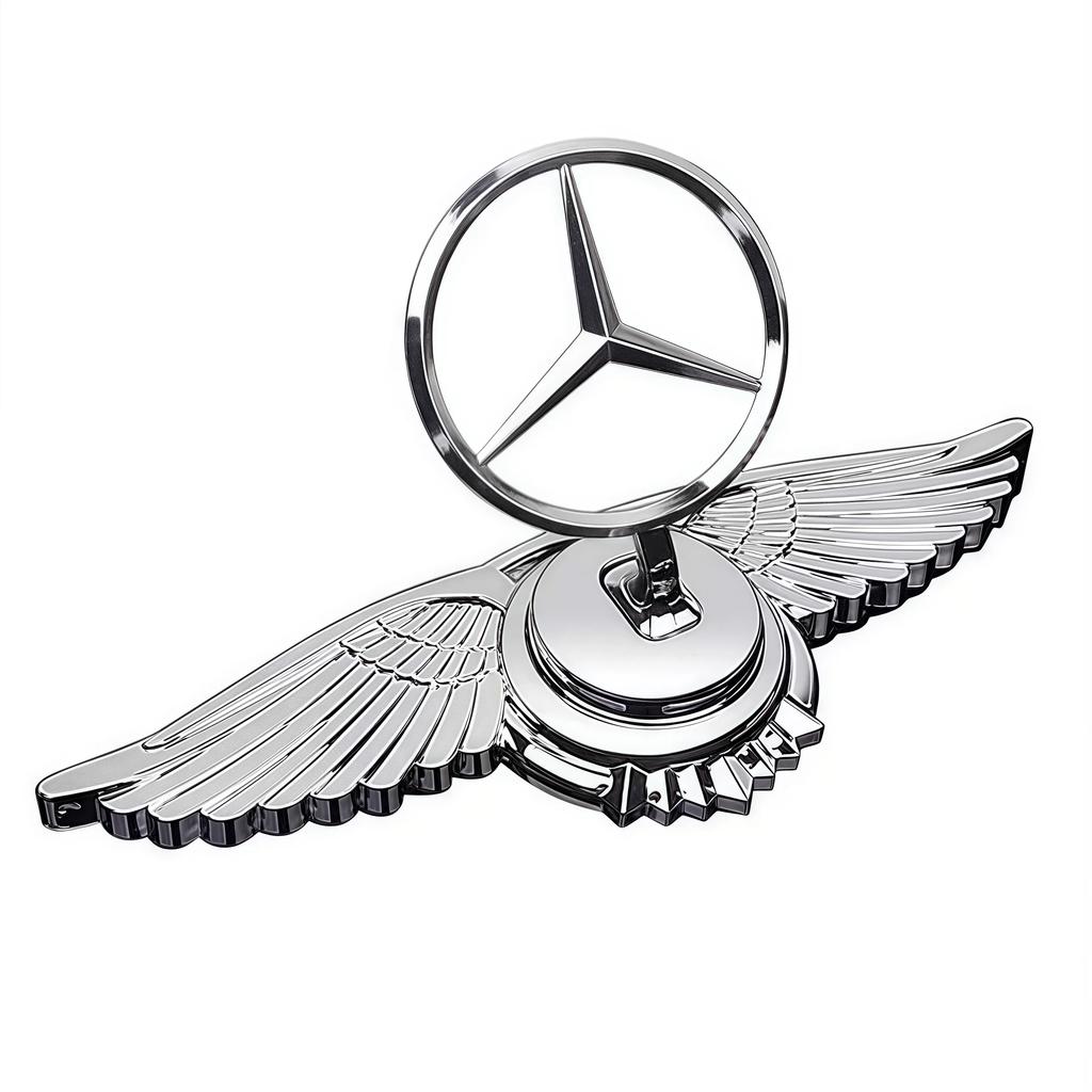 AABGV1 Emblem Badge for Car Hood Front Chrome Logo Luxurious Plated for Mercedes Benz Hood with Wing for C200 R300 E260 S450 S350