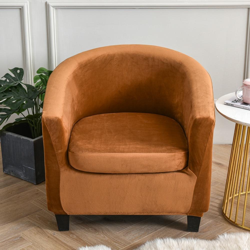 Velvet Club Chair Cover 2pcs/Set Tub Sofa Cover Small Round Sofa Slipcovers for Living Room Couch Cover With Seat Cushion Covers