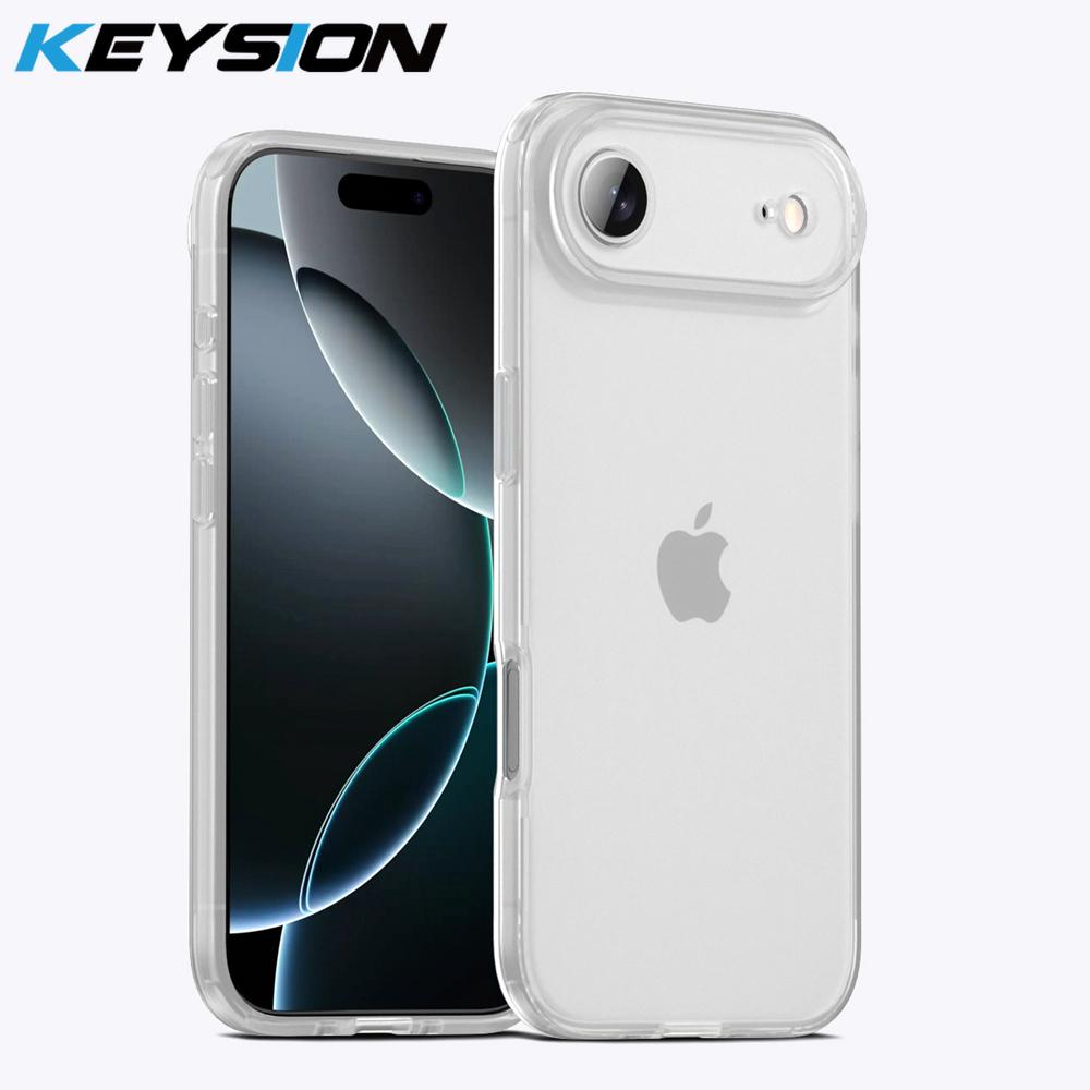 KEYSION Transparent Matte Case for iPhone 17 Air Translucent Soft Silicone+PC Shockproof Phone Back Cover for iPhone 17 Air 2025