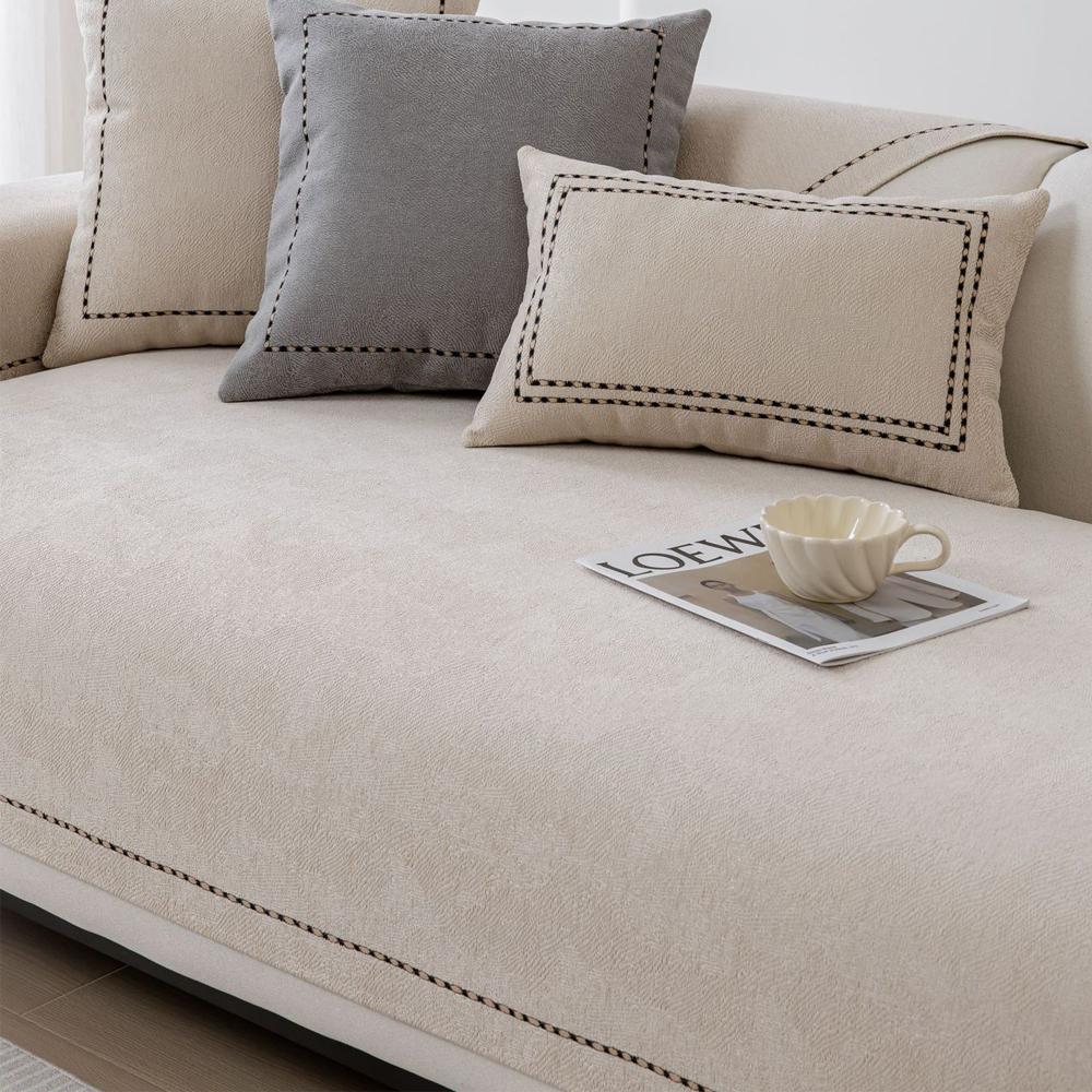 Chenille Sofa Covers Solid Cowboy Blue Sofas Towel Couch Cover Universal Non-slip Seat Pad For Living Room Home Protection Cover