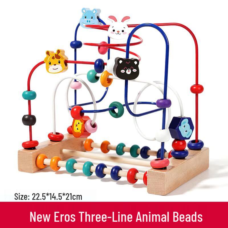 Multifunctional Bead Maze and Block Toy for Infants and Toddlers Ages 0-3 Years