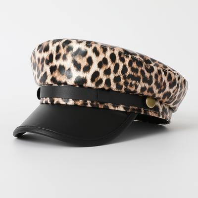 Vintage Leopard Print Berets for Women Fashion Y2k Flat Army Cap Salior Hat