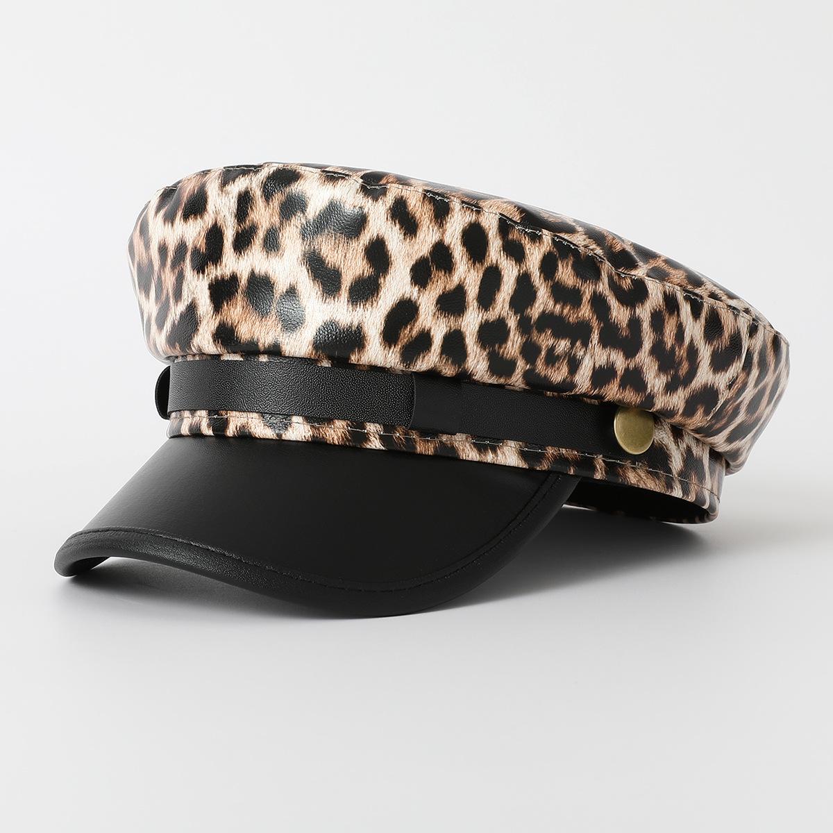 

Vintage leopard print Berets for Women Fashion y2k Flat Army Cap Salior Hat One Size