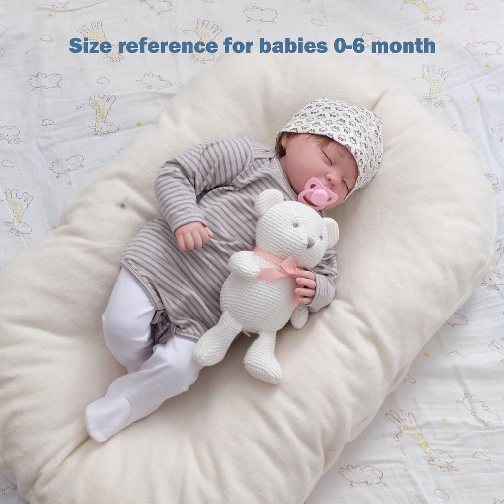 FLUFFYFUN Organiczna Bawełna Dziecięcy Pluszowy Miś 100% Zabawka, 16,5 cm (Biały)