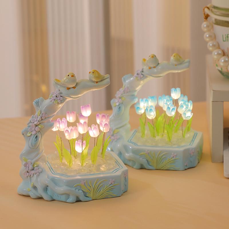Tulip Handmade Resin Night Light: Creative DIY Ornament for Festivals and Desktop Decor