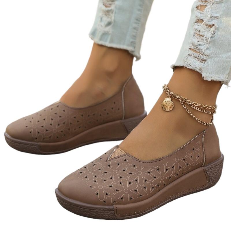 Fashion 2024 Hot Sale Women's Shoes Slip-on Women's Flats Fashion Hollow Out Casual Flat Shoes New Round Toe Plus Size Flat Low Heels