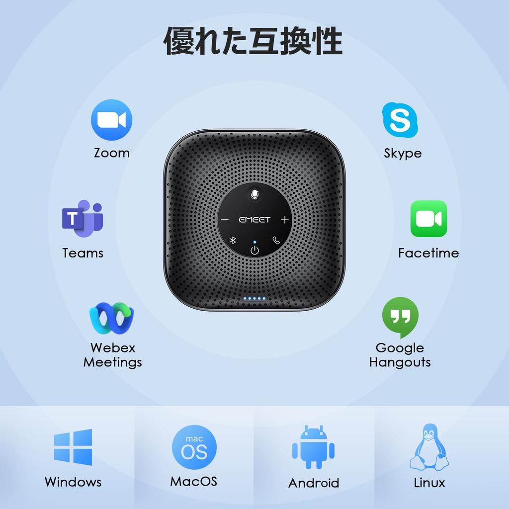 EMEET M0 Plus Speakerphone for Bluetooth 4 AI Omnidirectional Echo and Noise Supports up to 16 Compatible with and Other Calling for Online and