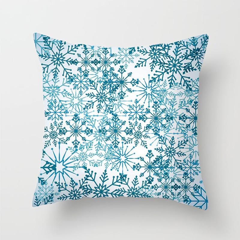 Heimdeko Weihnachten Schneemuster Kissenbezug Polyester Dekorative Kissenhülle Neujahr Sofa Kissenbezug