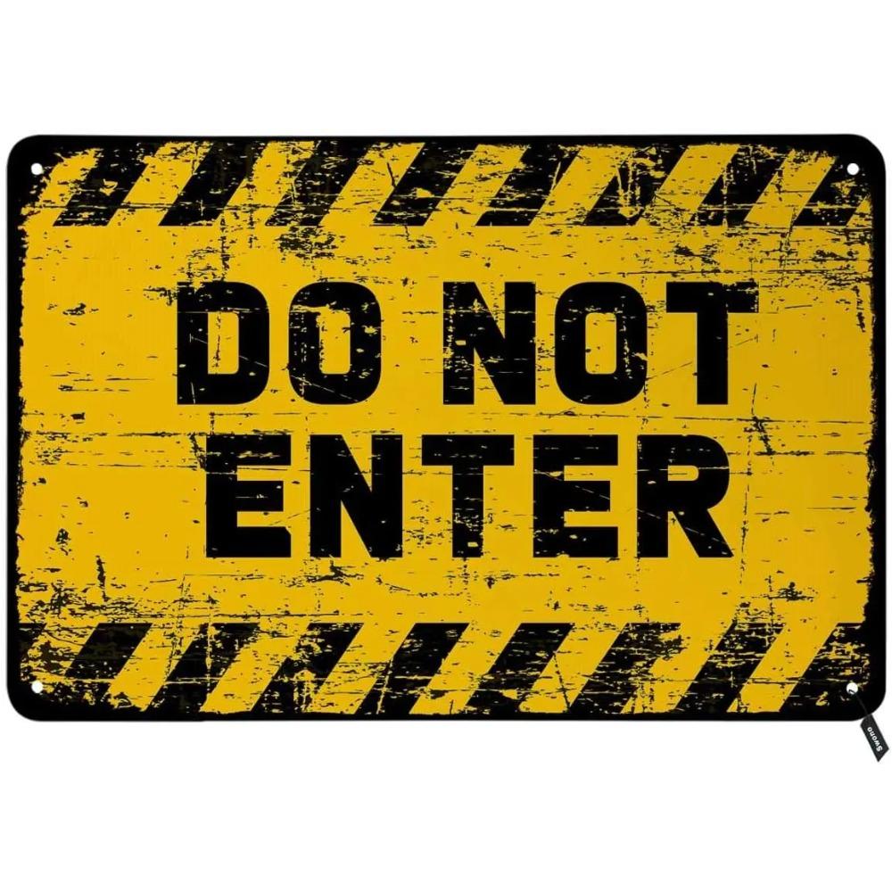 Swono"No Enter"Metal Wall Sculpture|Vintage Style,Halloween&Christmas Gift,Home/Office Forbidden Decor
