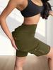 Breathable Butt-Lifting Button Pocket Yoga Shorts Slim-Fit Base Layer Pants