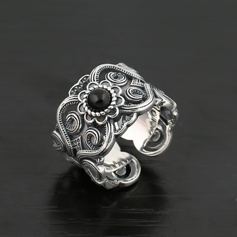 New Retro Creative Fashion Ethnic Style Ring Mongolian Pattern Men's Open Ring