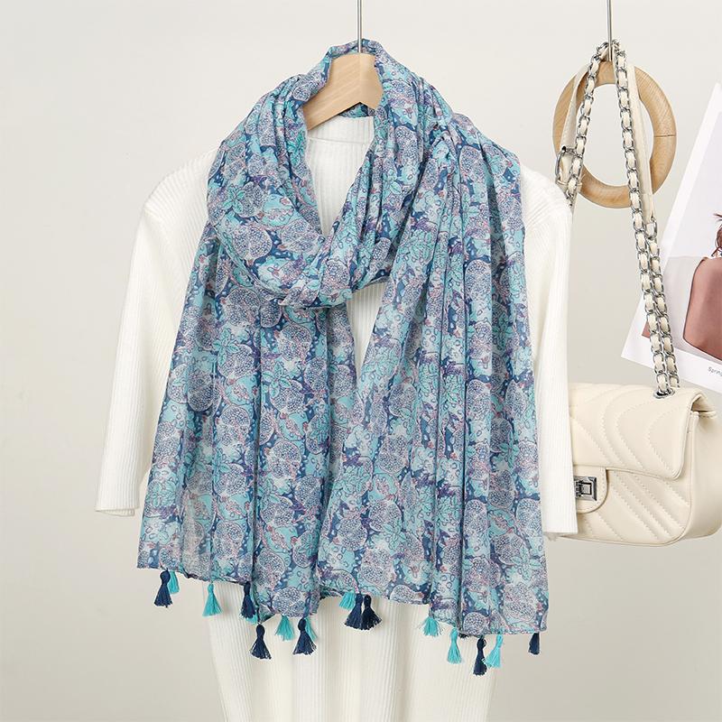 Návrhář Značka Ženy Šála Klasický potisk Dáma Šály Bavlna Měkké Oversize Hidžáby Krk Čelenka Tassel Foulard