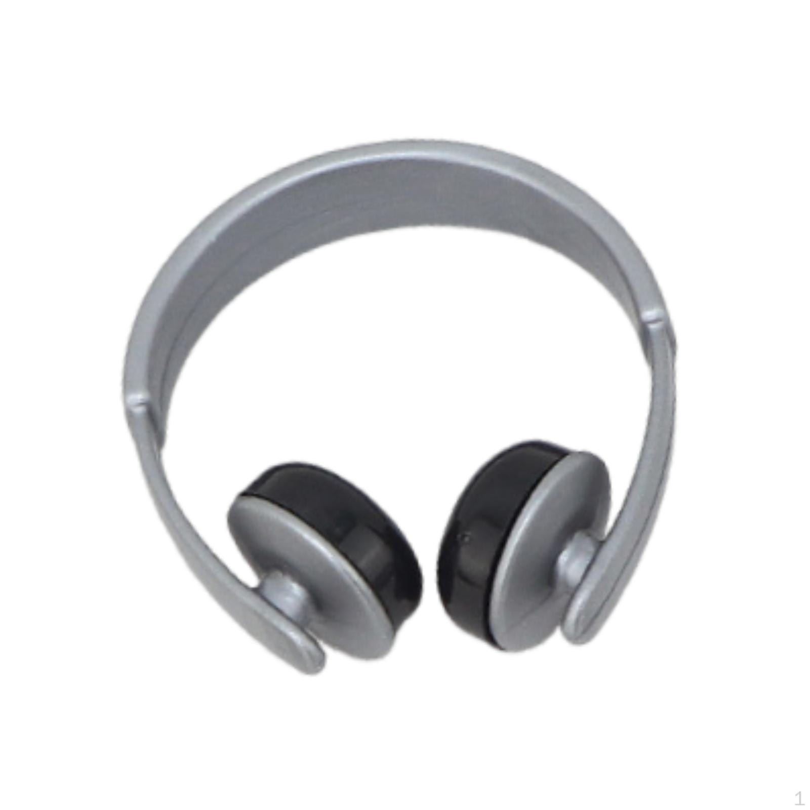 BJD Doll Headphones Decoration DIY Dressing up Stylish Lightweight Pretend Play Miniature Headset серый
