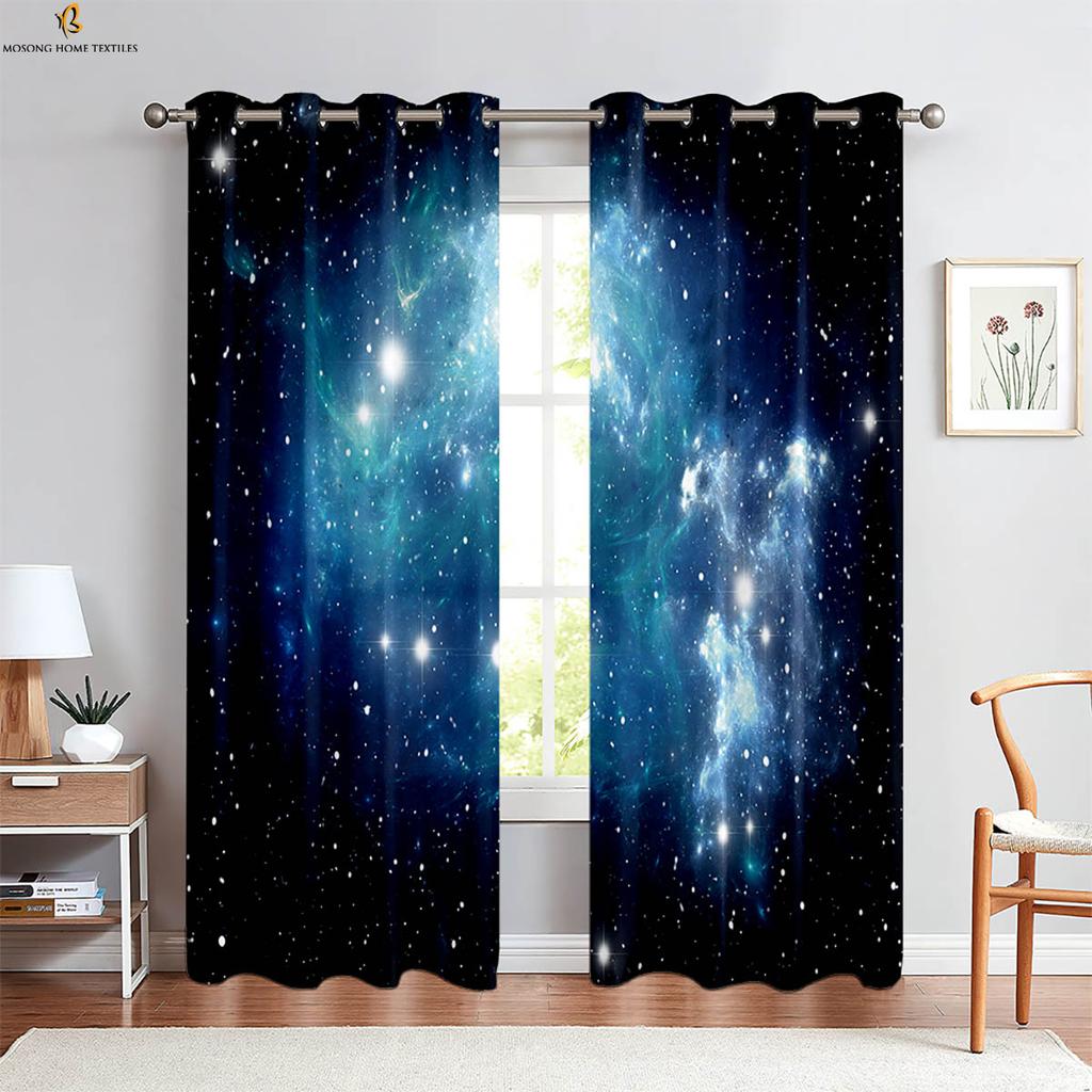 2-Pack Cosmic Starry Sky 3d Printed Curtains Bedroom Living Room Study Atmosphere Decoration Curtains Home Decoration