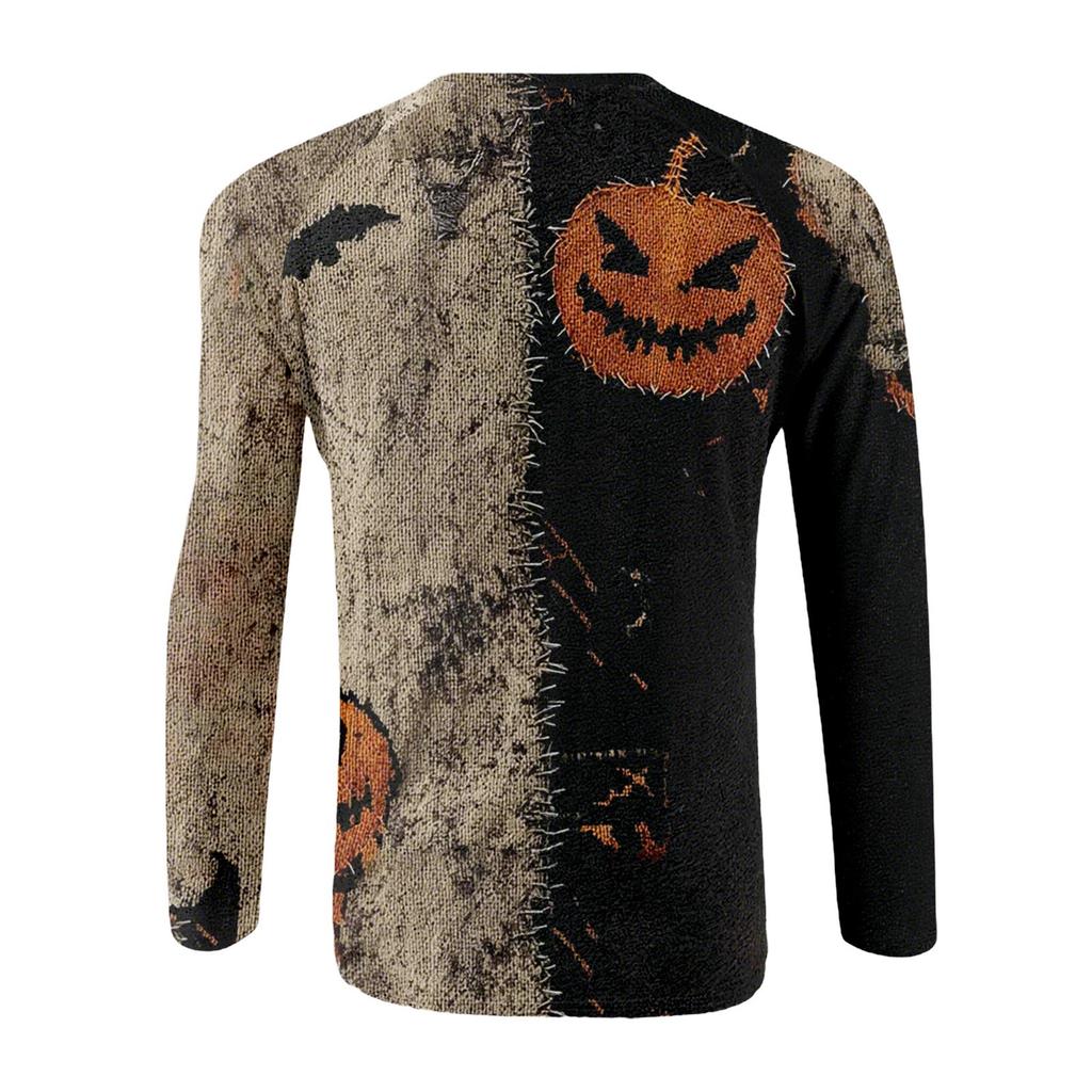 Halloween Print Raglan Sleeve Men's Long Sleeve Top