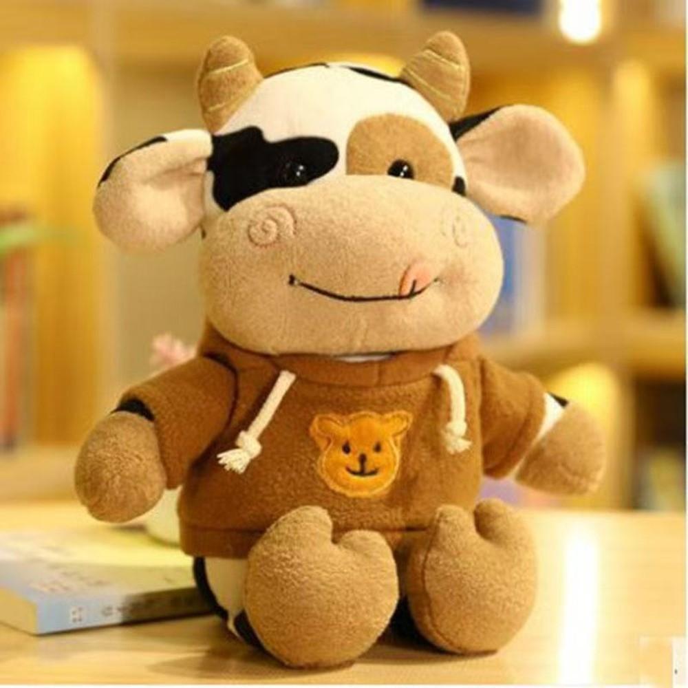 Hug Pillow Cow Plush Toy Soothing Plush Cow Rag Doll Stuffed Cow Animal Room Decoration