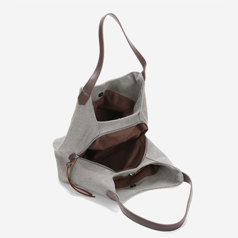 Women's Hobo Bag Casual Canvas Large Shoulder Tote with Multiple Compartments, Minimalist and Versatile Design