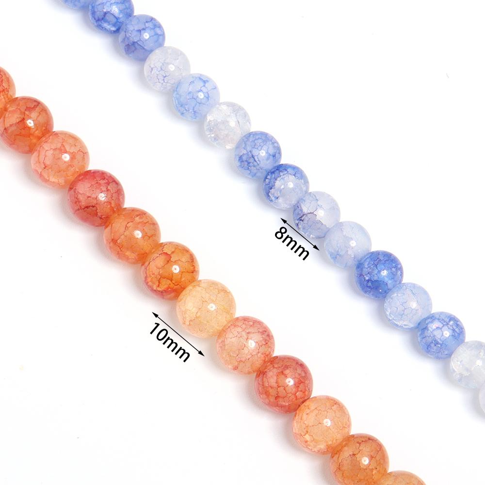 1 Strand 8 10mm Glass Floral Beads Colorful Round Loose Spacer Beads For DIY Charms Jewelry Making Bracelet Necklace Accessories