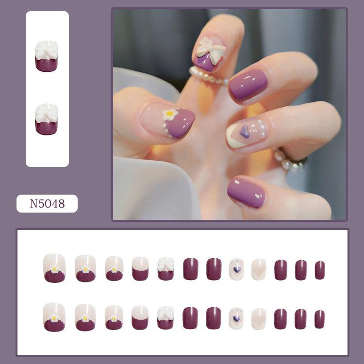 French Bow Press-On Student Nails: Handmade Short, Gentle Daily Wear