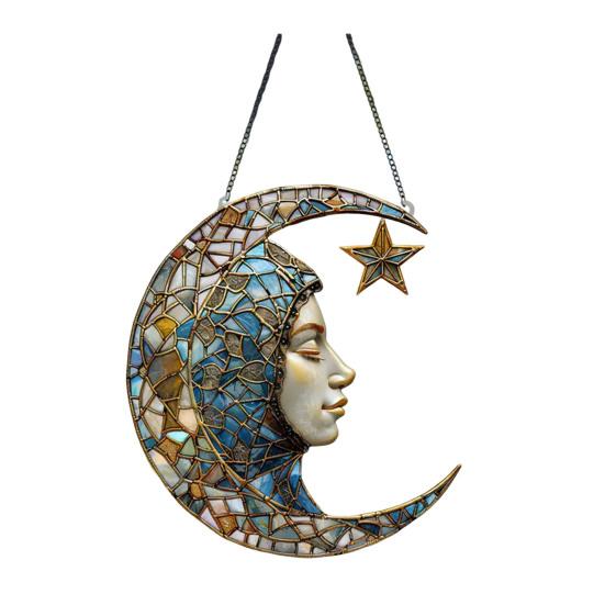 2D Acrylic Star Moon Lantern Suncatcher, Crescent Moon Window Hanging Ornament for Home, Patio, Garden, Ramadan Decor, Housewarming Gifts for F