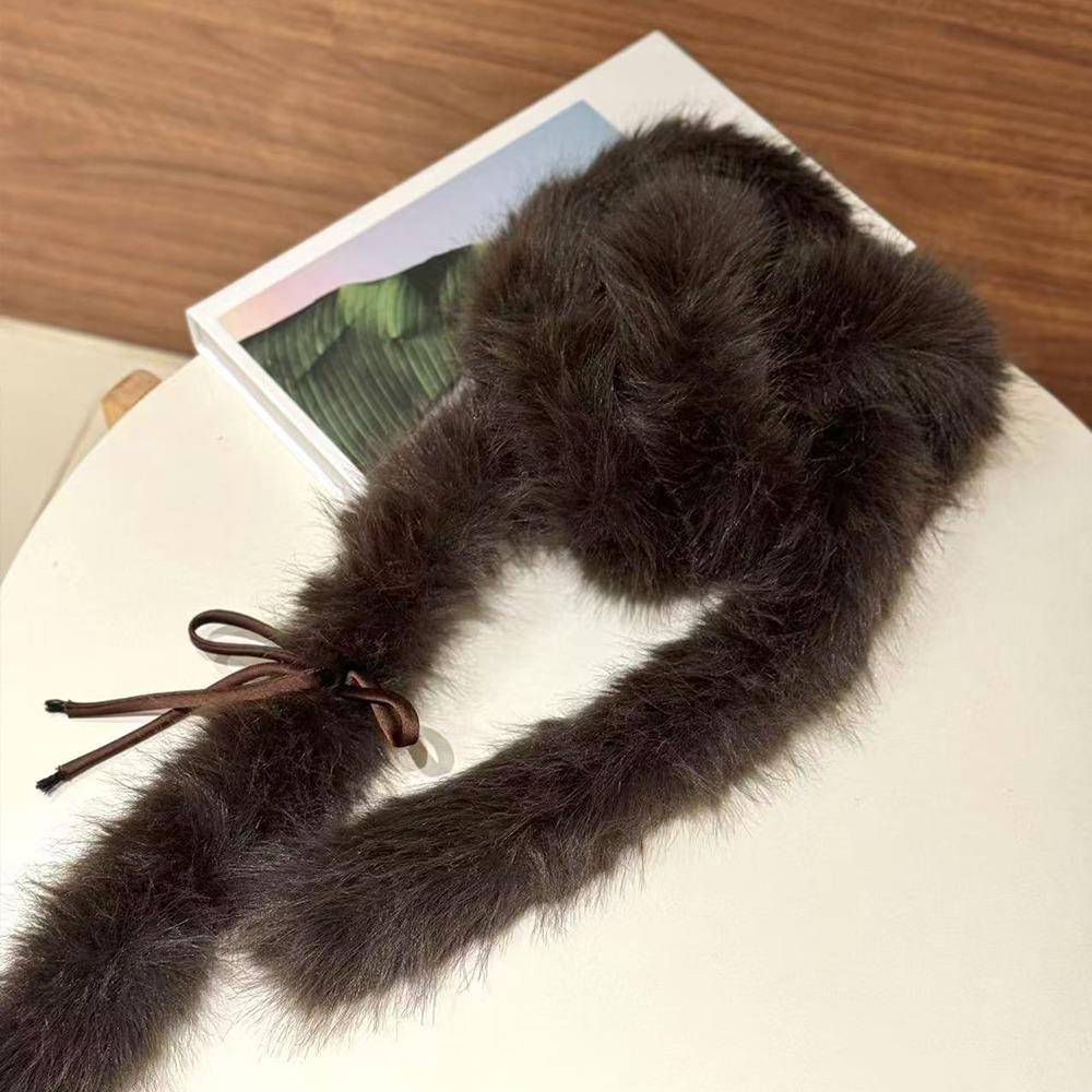 Fluffy Y2k Bow Scarf Harajuku Women Scarf Elegant Bowknot Fur Scarf  Streetwear