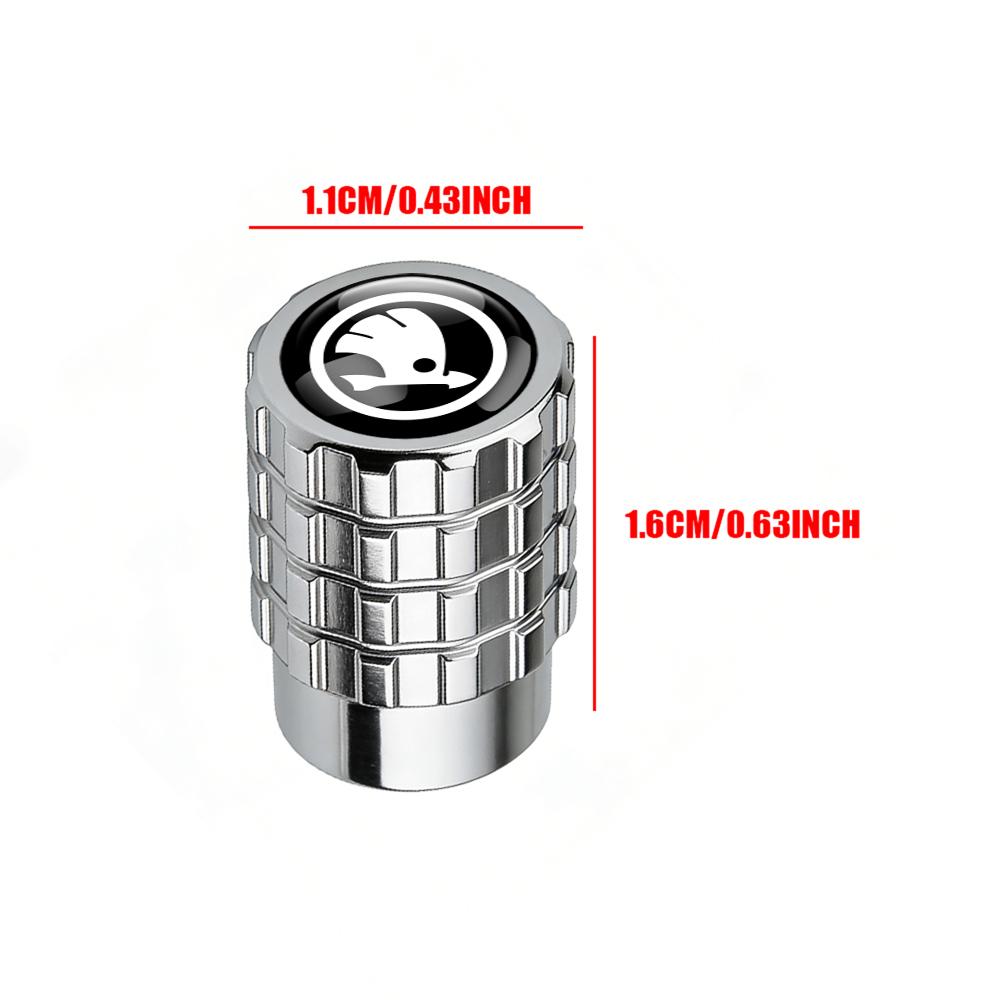 Vbjny0 Car Styling Metal Car Tire Valve Caps Dust Prevention Accessories For For Skoda Octavia MK2 MK3 A7 Fabia Karoq Kodiaq VII Rapid