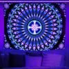 UV Reactive Mandala Tapestry, Psychedelic Fluorescent Wall Hanging Black Light for Hippie Room Decor