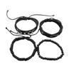 Pack of 4 Punk Styles Leather Bracelets With Metal Studs Braided Designs Adjustable Closure for Men Women Gift Set