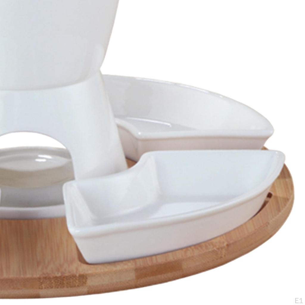 Bamboo Tray Included Fondue Set for Cheese and Chocolate
