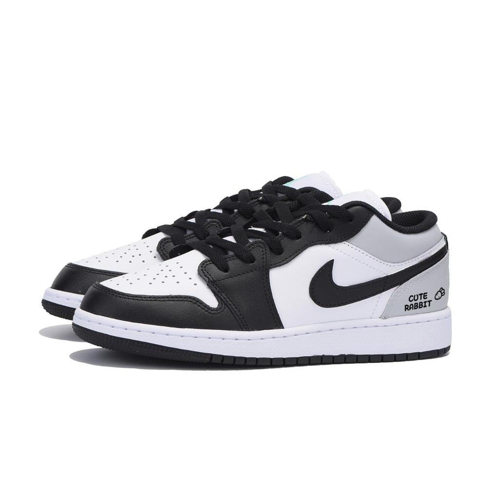 Jordan Air Jordan 1 Singing At Dusk Qiu Lin Abrasion Resistant Low top Vintage Basketball Shoes Men's White Dark Gray 553558-131(Team85-)